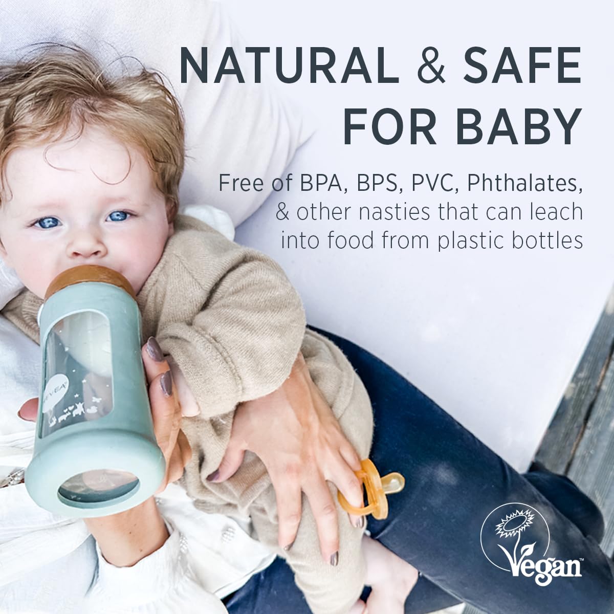 HEVEA bottle nipple natural-rubber emphasizes softness and anti-colic design for calmer feeds.