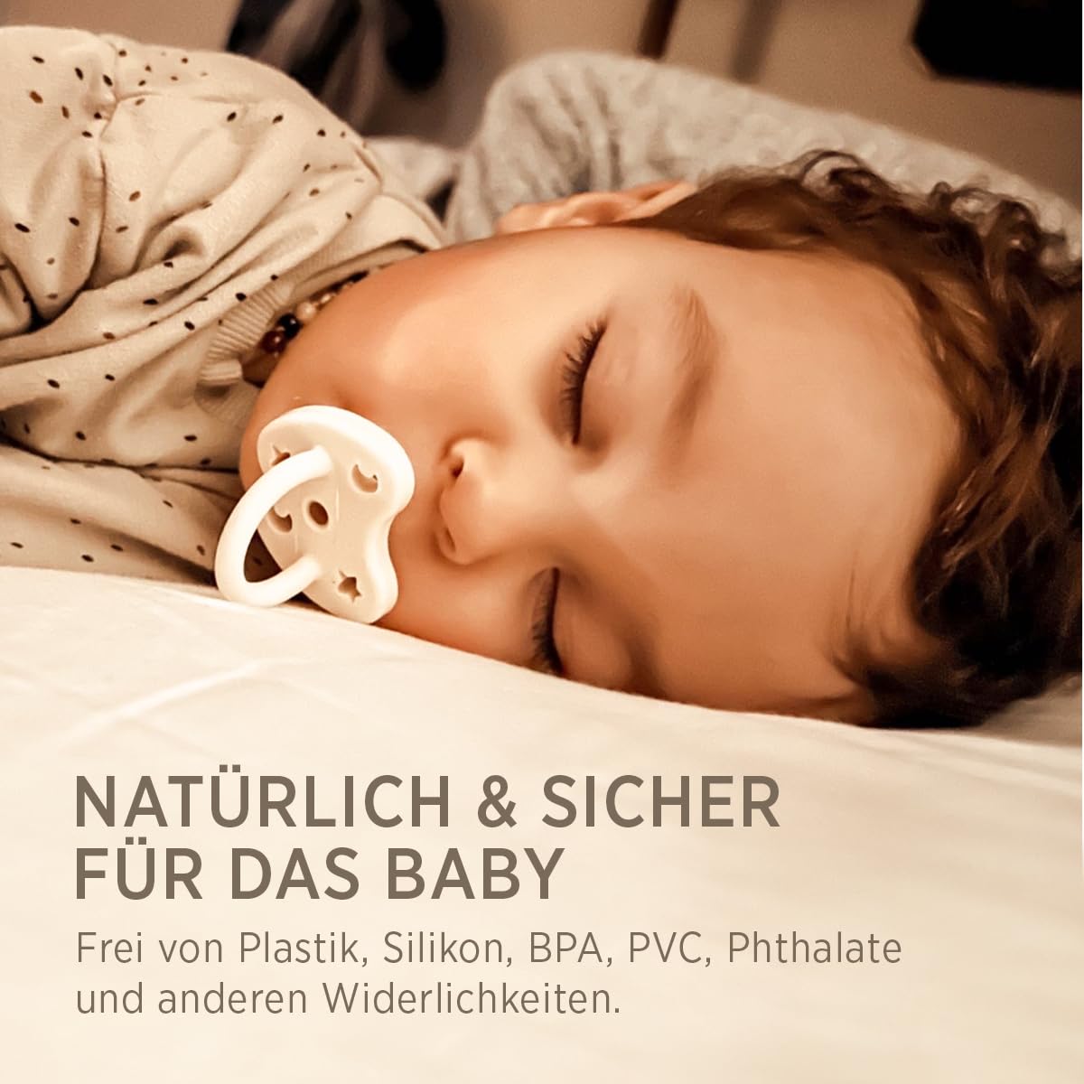 HEVEA Danish-design pacifier with ventilation holes highlighting soft, malleable teat