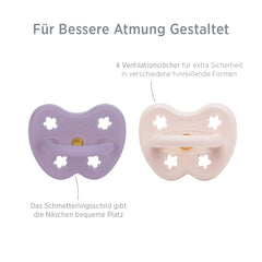 HEVEA natural rubber pacifier close-up of soft teat for gentle soothing