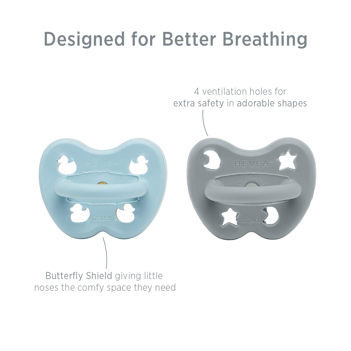 HEVEA pacifier orthodontic teat in Thunder Grey supports natural bite alignment and comfort