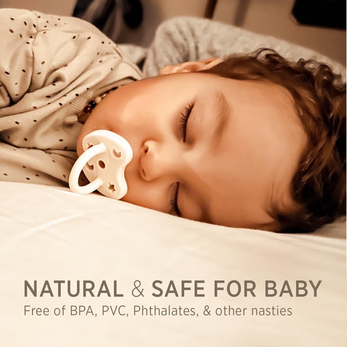 HEVEA pacifier with ventilation holes enhances teat softness and baby comfort