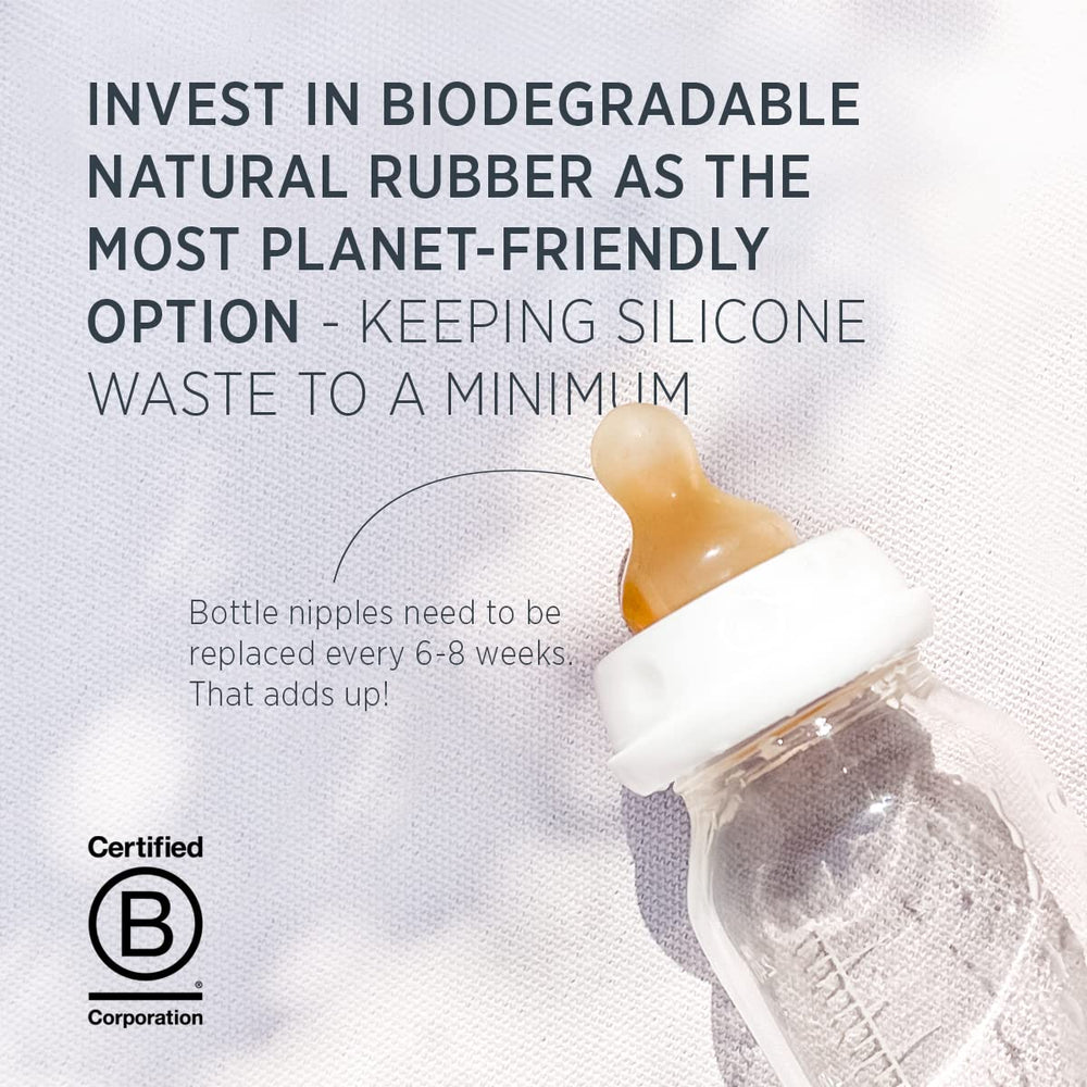 HEVEA standard-neck bottle nipples two-pack for easy replacement.