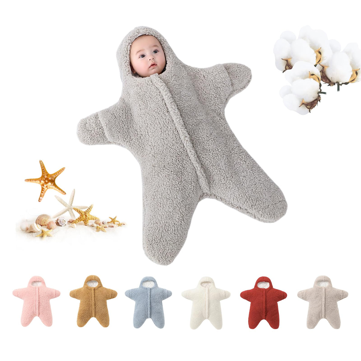 HEVOY Baby Starfish Onesie: cashmere outer for ultra-soft warmth during newborn sleep