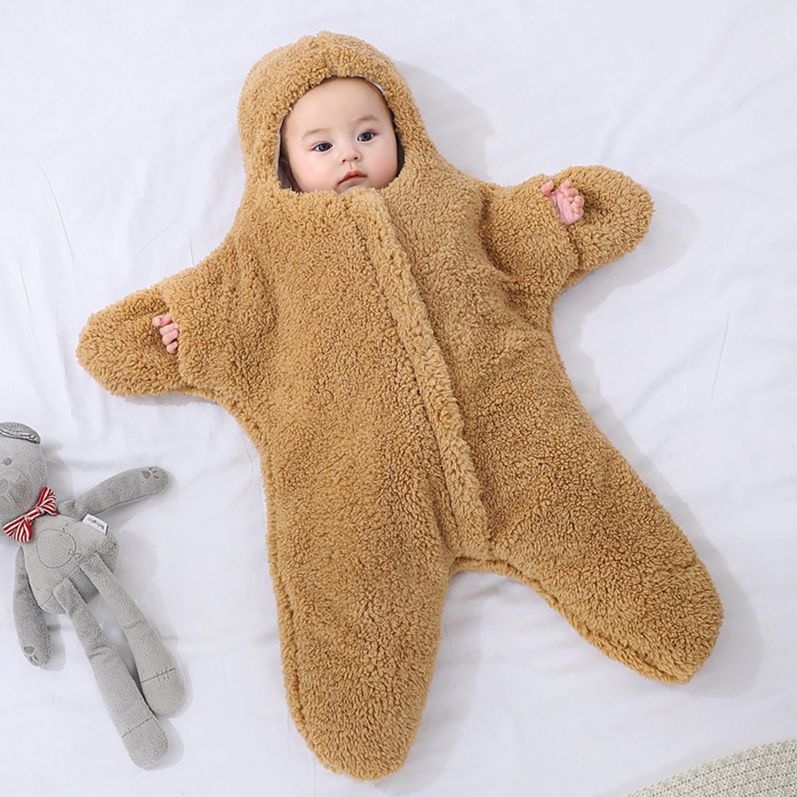 HEVOY Starfish Onesie invisible zipper close-up for easy changes.