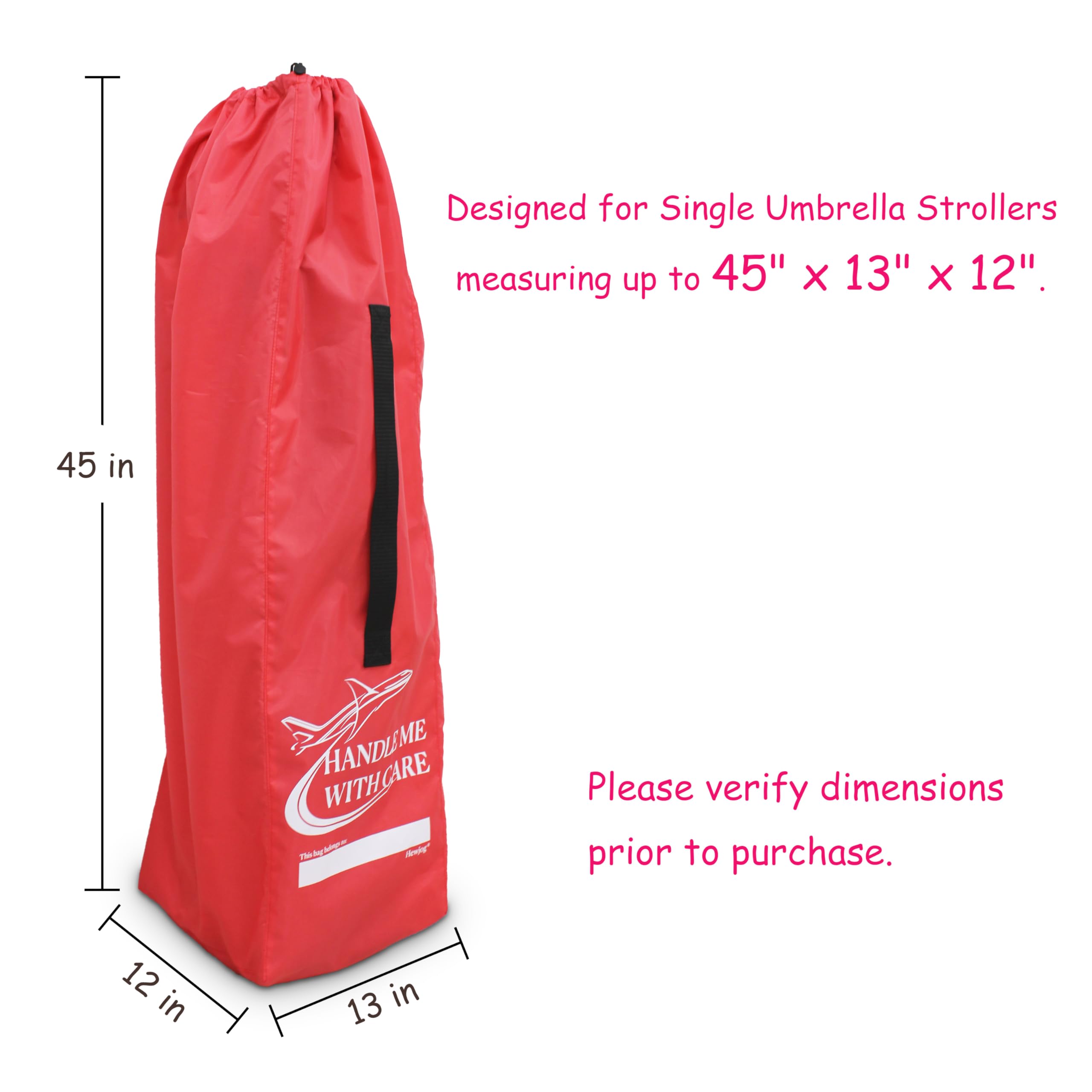 Hewjog Stroller Travel Bag folded into carry pouch, compact storage after travel convenience.