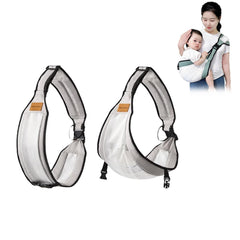 Hewmaw baby sling model wearing grey mesh for comfortable everyday use