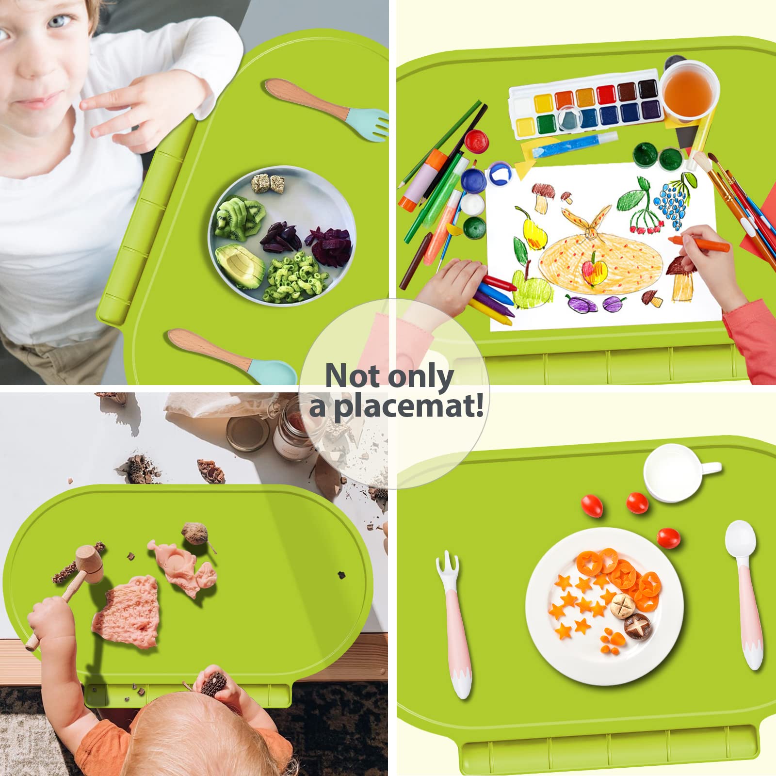 Hey Kids non-slip placemat prevents sliding during toddler meals