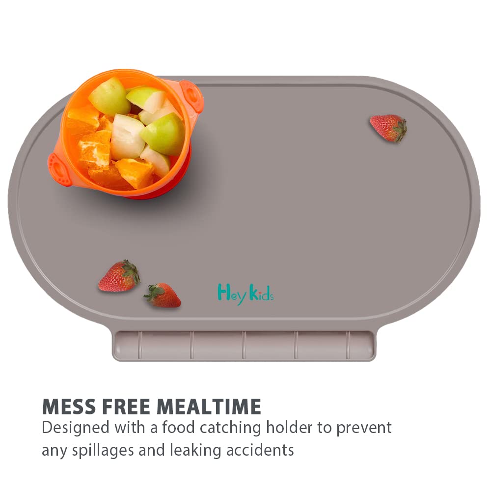 Hey Kids foldable placemat rolls up for easy packing on trips.