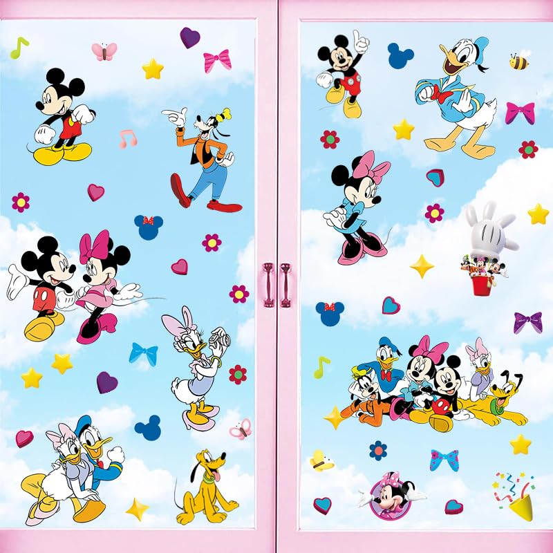 HeyAlpha colorful Mickey and friends wall decals decorate playroom surfaces.