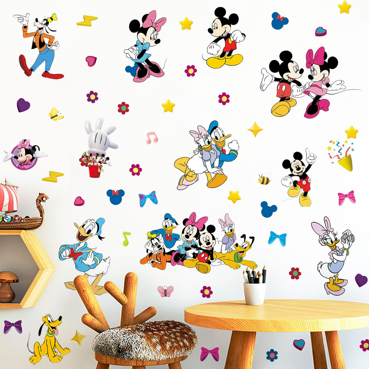 HeyAlpha Mickey Mouse wall sticker on wall adds playful vibe and easy to remove.