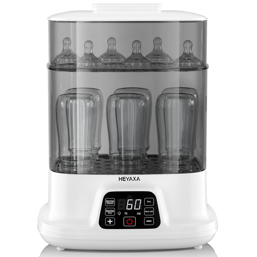 HEYAXA baby bottle steamer LED countdown display helps track timing precisely.