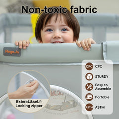 Heyo.Ja cold gray playpen with external zipper for quick access