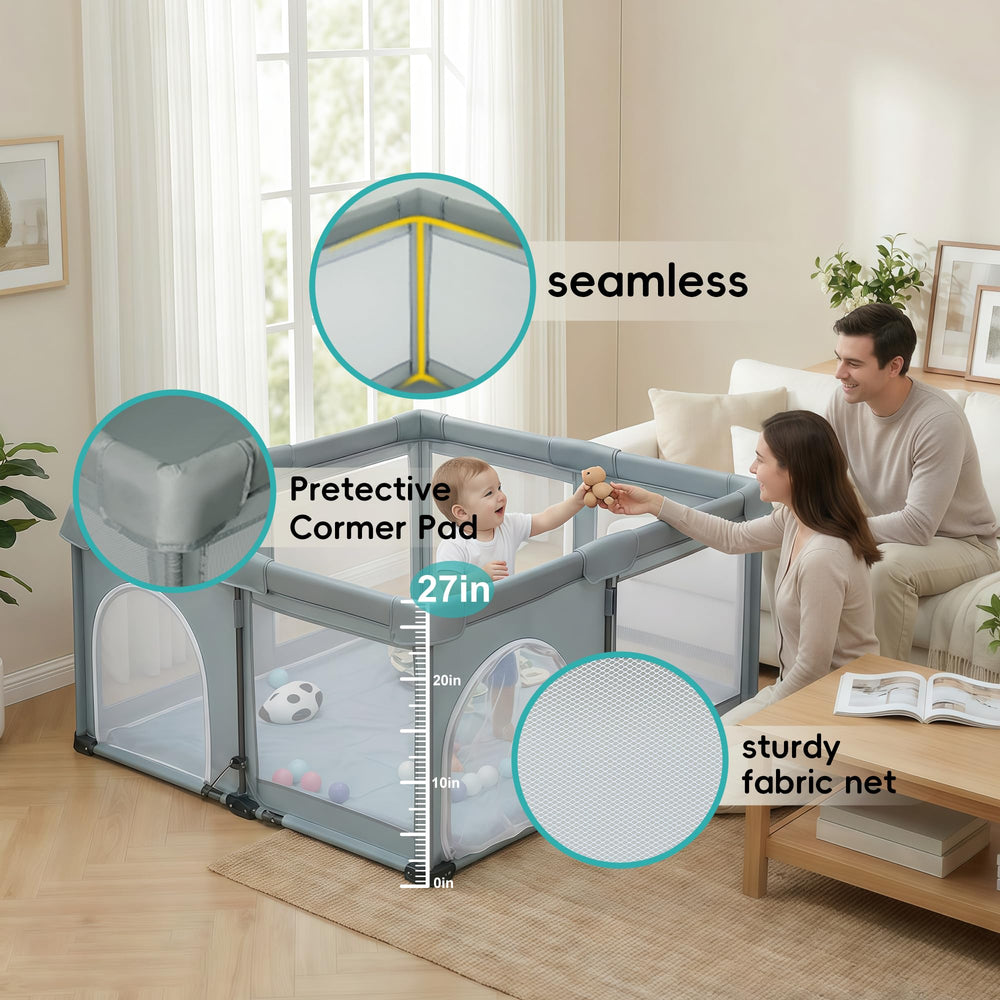 Heyo.Ja sturdy steel frame and cushioned edges for safe play