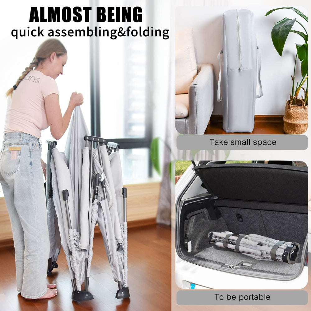 Heyo.Ja baby playpen folded compactly for car trips and storage