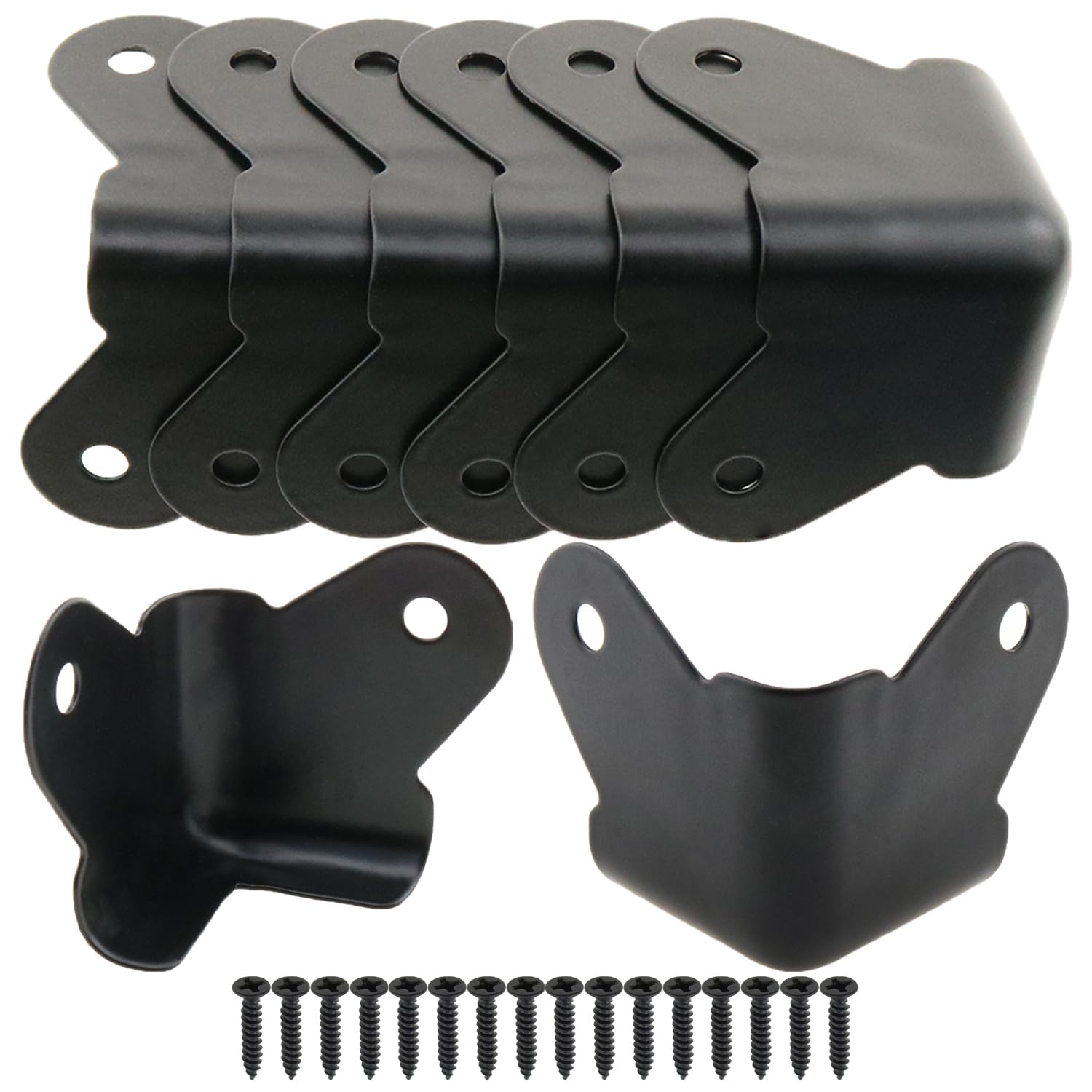 Heyous textured steel corner protector black front view showcases durable powder-coated finish.