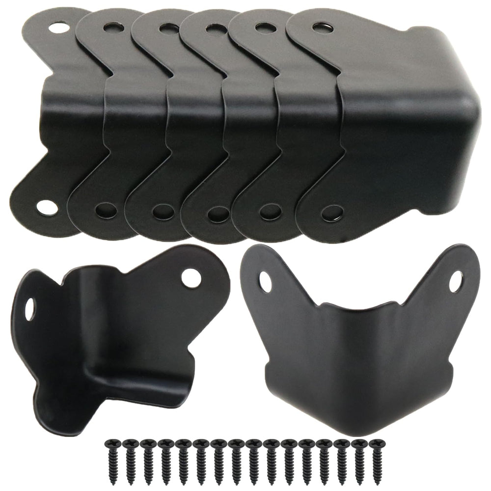 Heyous textured steel corner protector black front view showcases durable powder-coated finish.