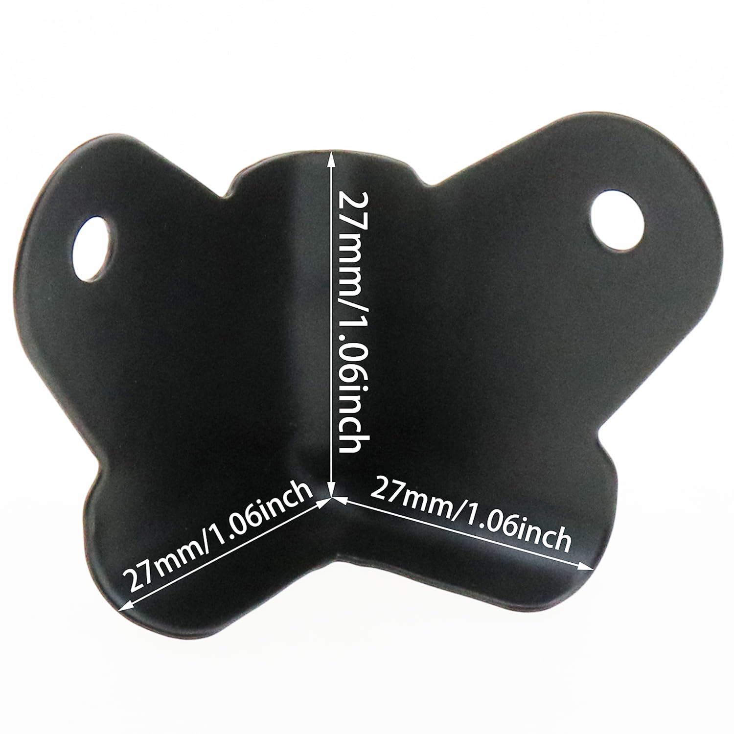 Heyous corner protector black side view highlights inner cavity and mounting holes.