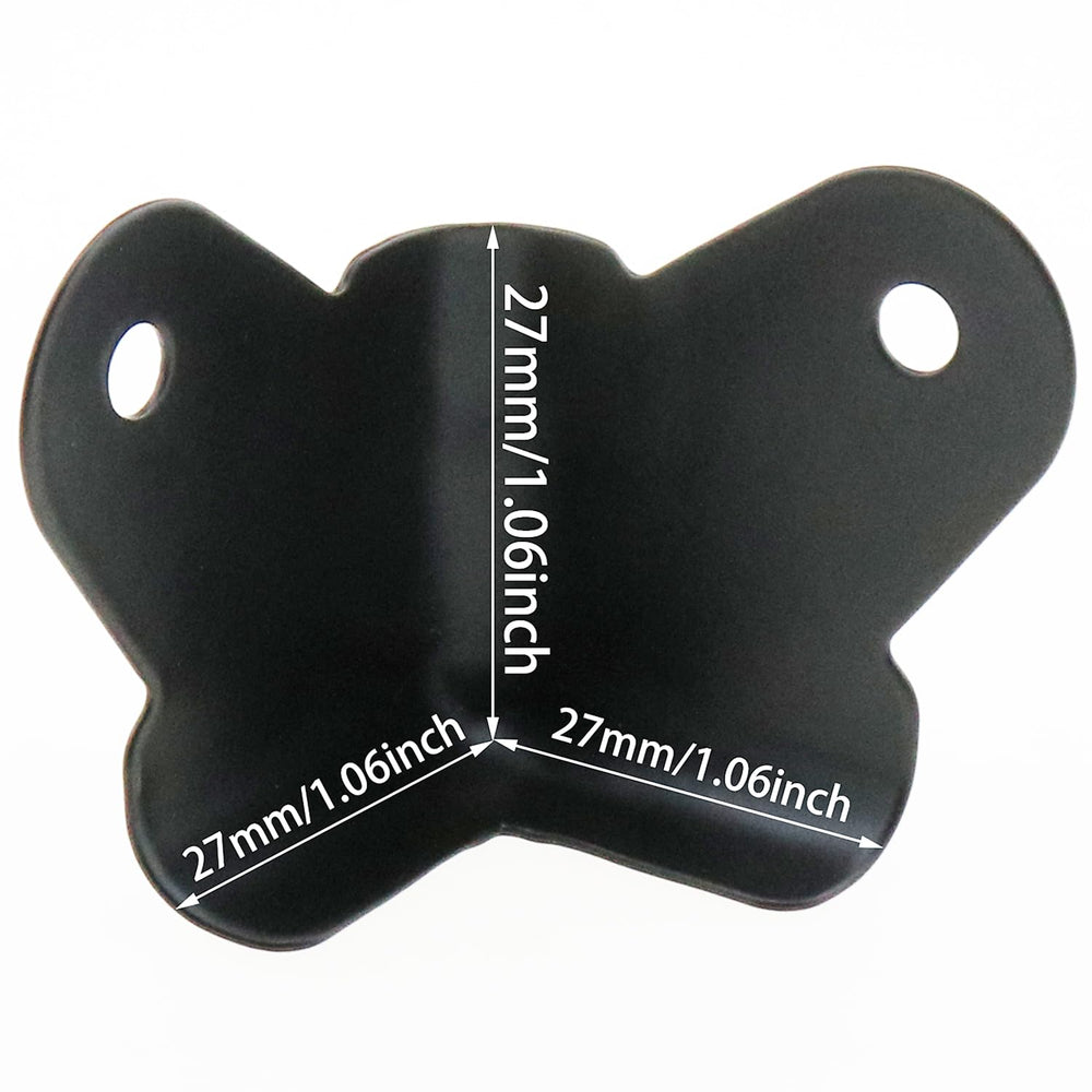 Heyous corner protector black side view highlights inner cavity and mounting holes.