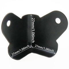 Heyous corner protector black side view highlights inner cavity and mounting holes.