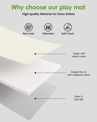 Heypappy Baby Play Mat features four sensory zones for hands-on exploration.