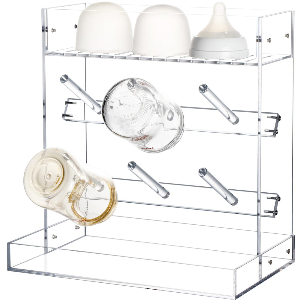 Heyrelda baby bottle-drying rack assembly enables quick, tidy setup for busy mornings