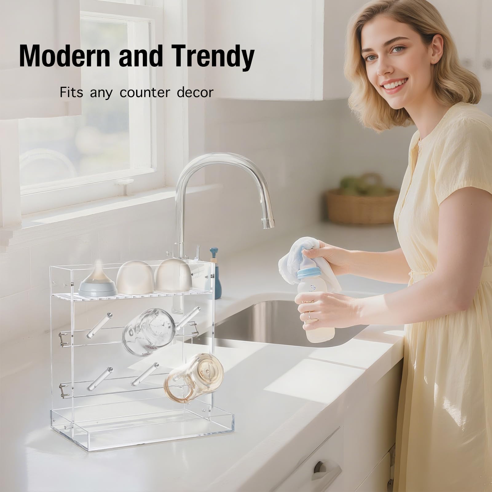 Heyrelda bottom tray catches excess water for quick cleanup