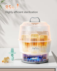 HEYVALUE Ease-Steam sterilizer interior capacity fits multiple bottles and parts