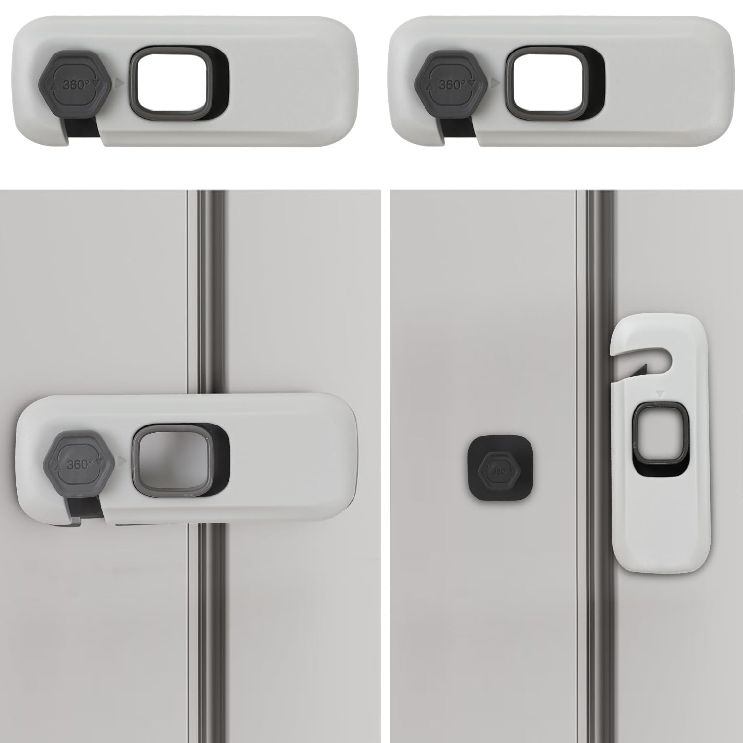 HFengQ 2Pack fridge lock with adhesive pads for tool-free setup