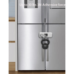 HFengQ child-proof lock on a cabinet illustrates easy reach control