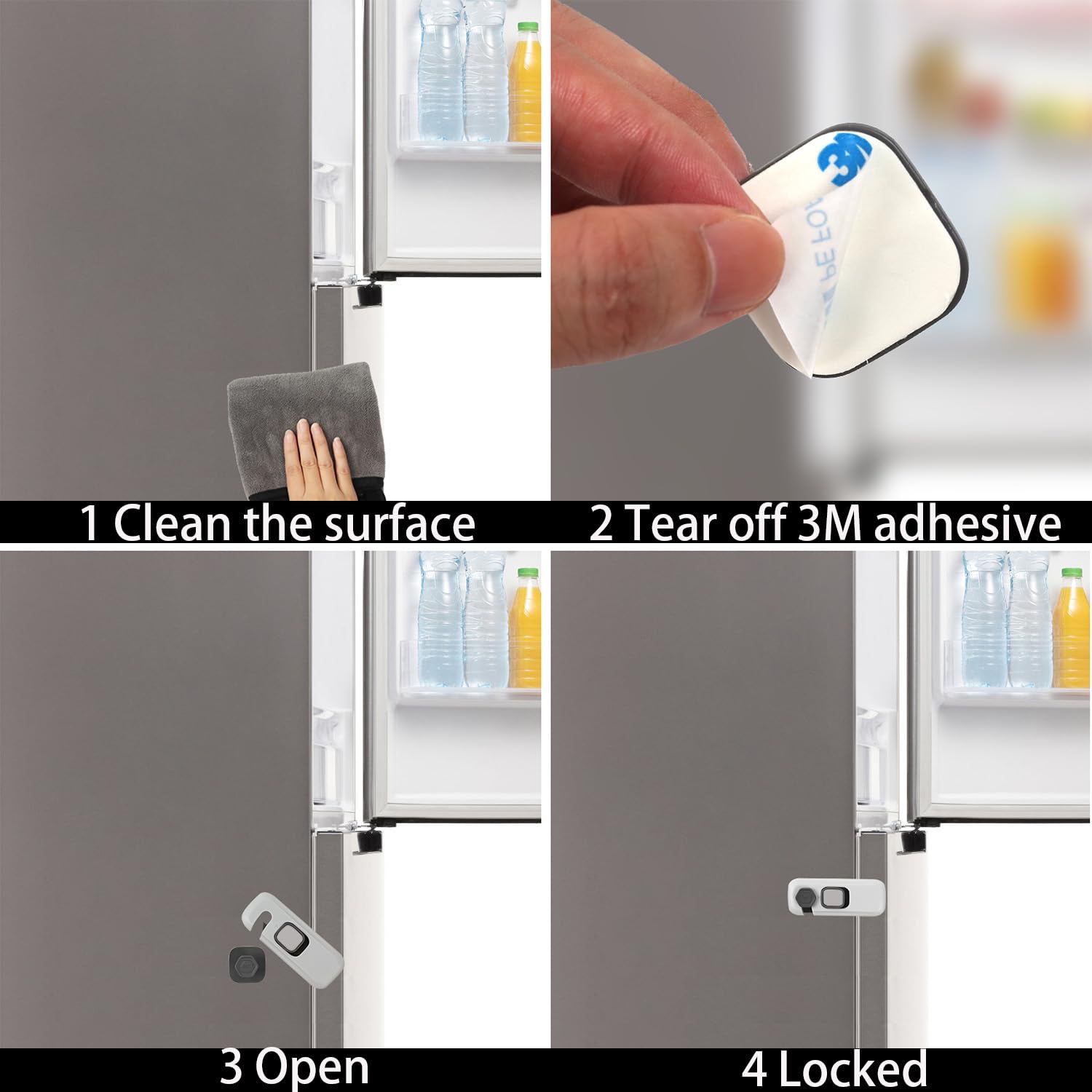 HFengQ double-door safety lock securing two doors in the kitchen