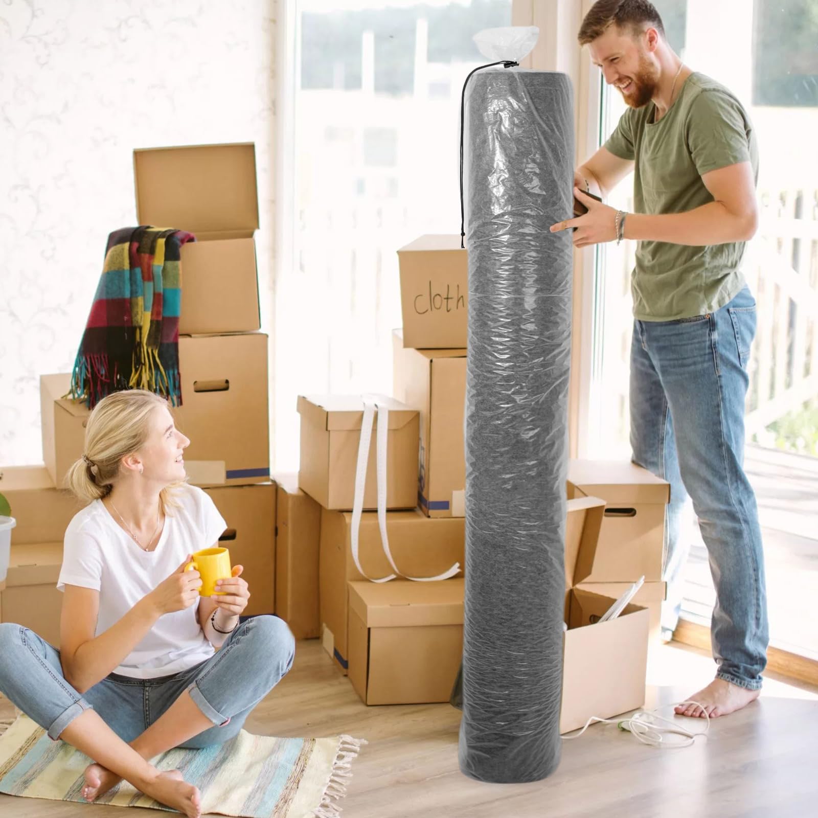 HFKPJRT reusable dust cover for chairs and furniture when stored.