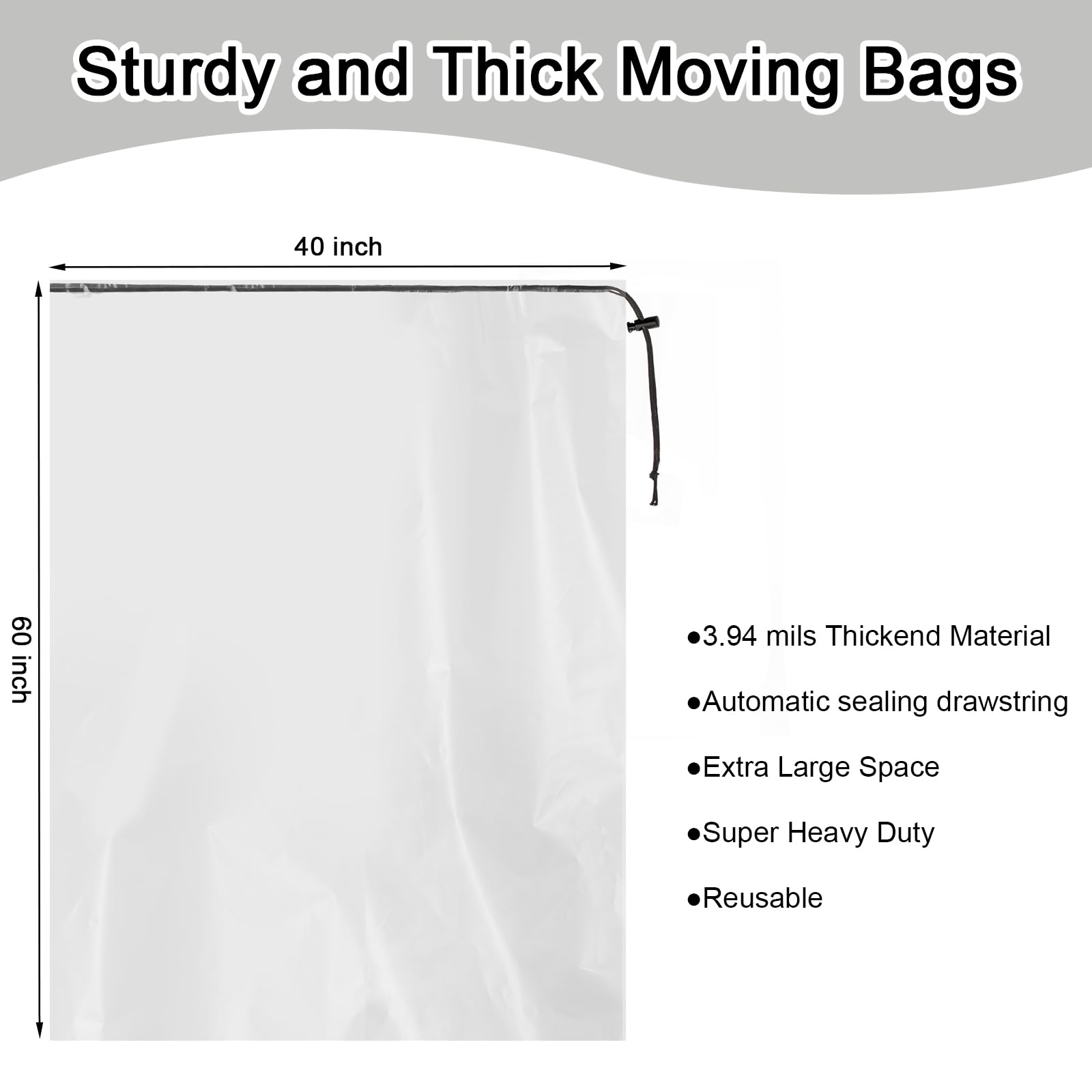HFKPJRT bag uses 4.7 mil material, durable and tear-resistant for long-term storage.