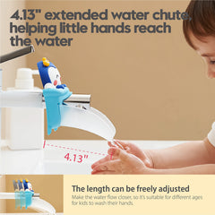 hhf penguin faucet extender closeup highlights rounded edges and durable material.