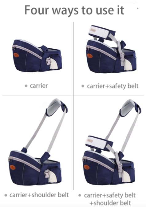 Waist belt on HHOCN hip seat carrier extends for growing parents and comfort.