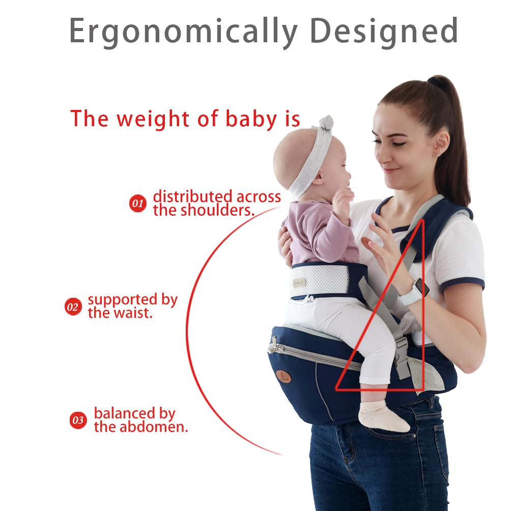 HHOCN hip seat offers spacious storage pocket for diapers and essentials while out.