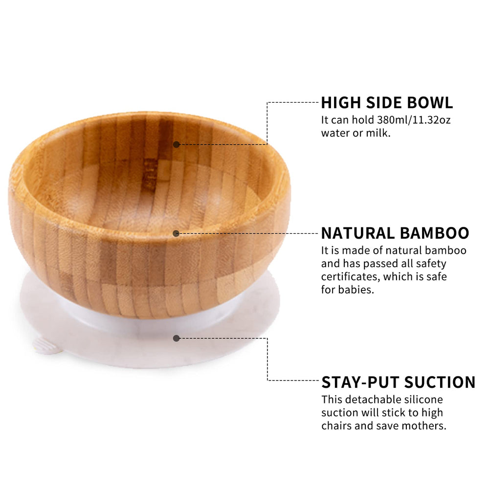 HI BABY MONMENT bamboo bowl with suction stabilizes mealtime on high chairs