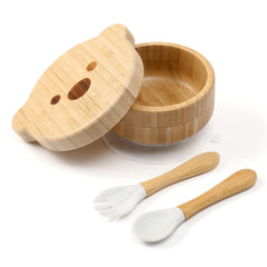 HI BABY MONMENT bamboo suction bowl with marble finish for stable mealtimes.
