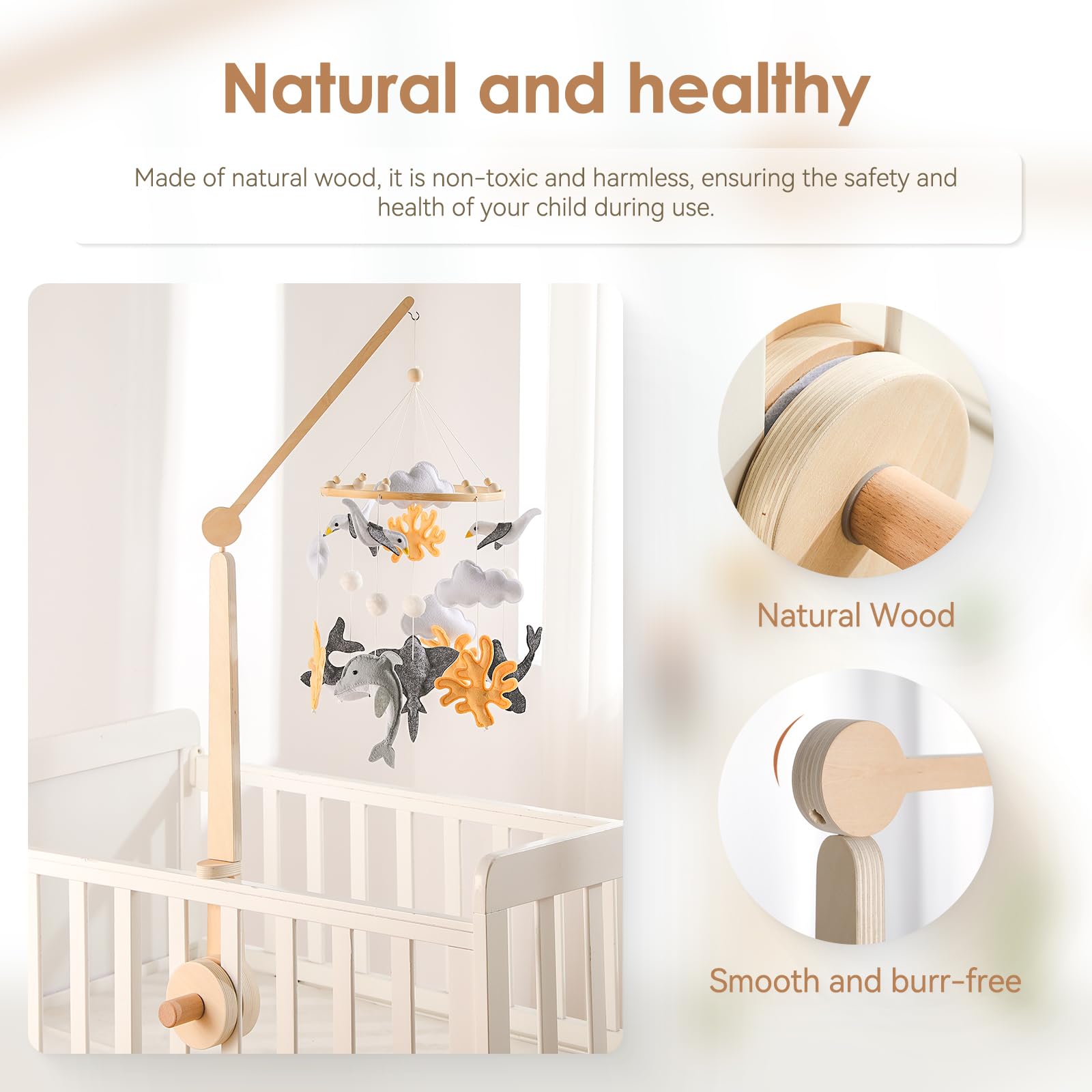 HI BABY MONMENT durable construction supports lightweight mobiles with a sleek nursery look.