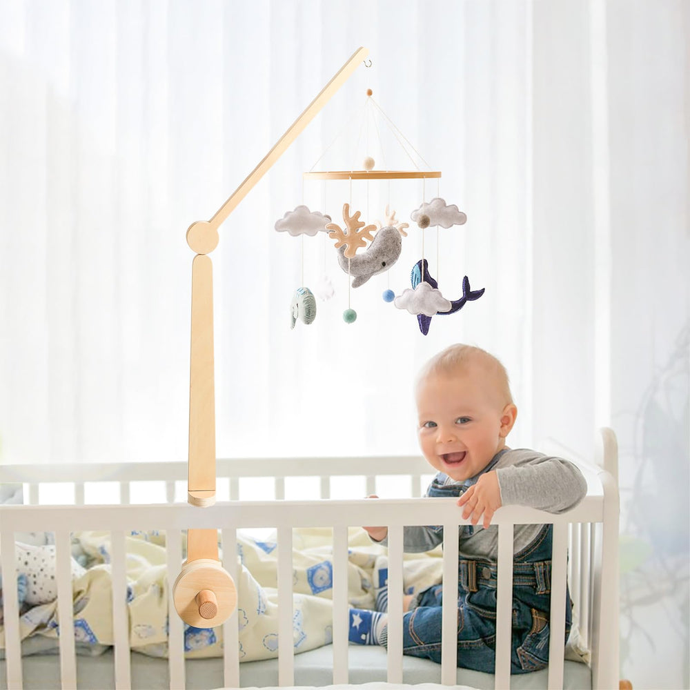 HI BABY MONMENT crib mobile arm enhances nursery aesthetics while keeping baby engaged.
