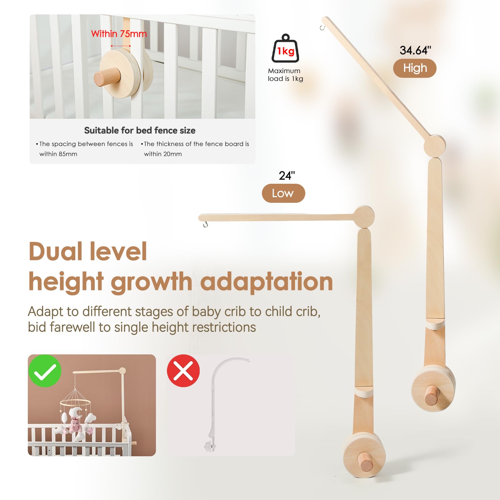 HI BABY MONMENT stabilizing attachment reduces wobble for steadier baby mobile play.