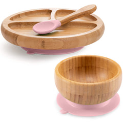 HI BABY MONMENT toddler bamboo plate with suction base supports self-feeding