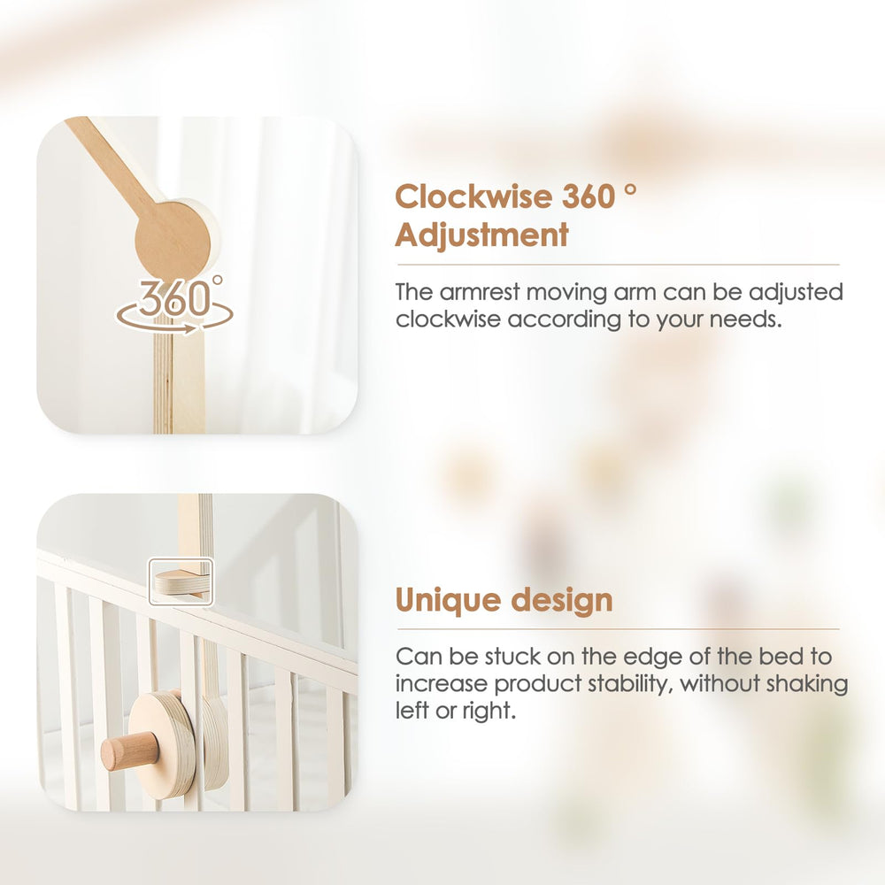 HI BABY MONMENT universal fit-crib ensures compatibility with most cribs and mobiles.