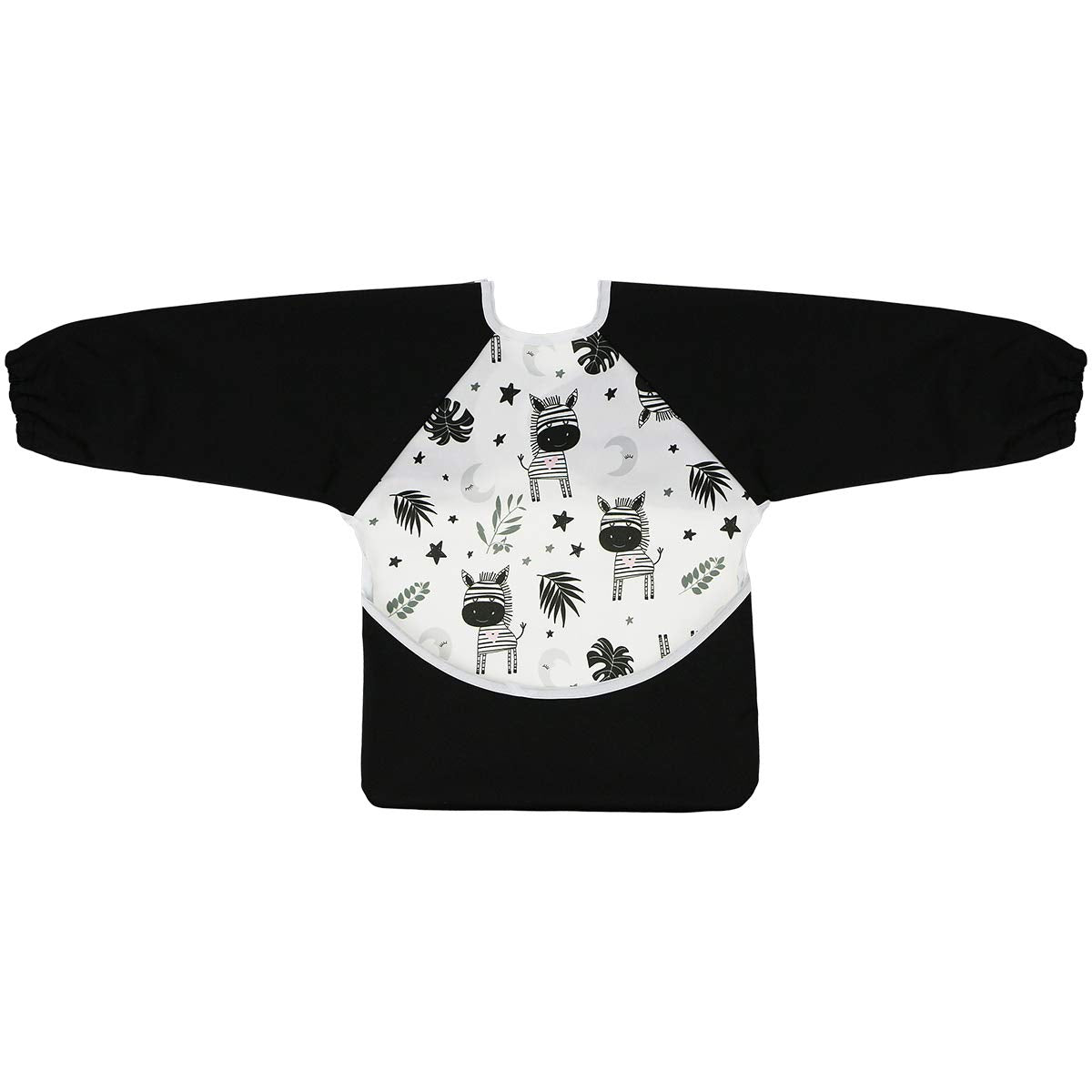 Hi Sprout sleeved bib zebra Velcro closure adjustable for secure fit