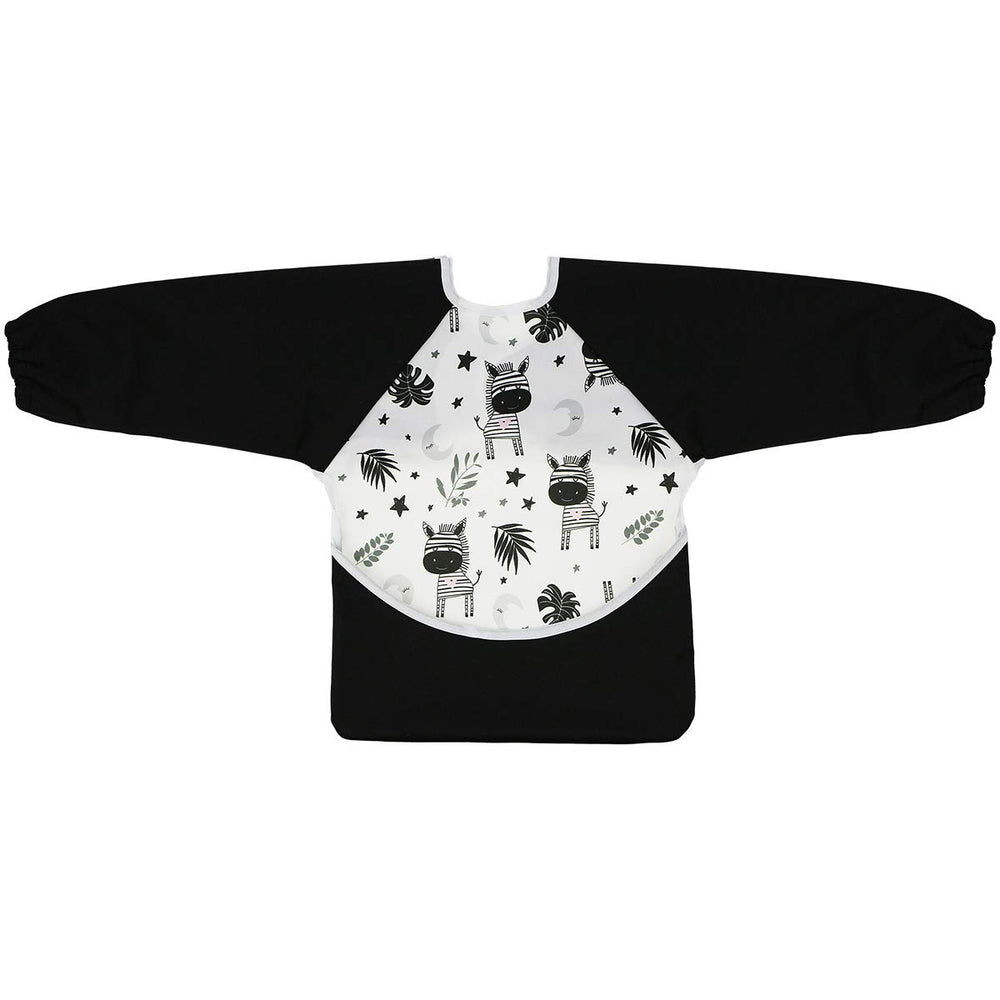 Hi Sprout sleeved bib zebra Velcro closure adjustable for secure fit