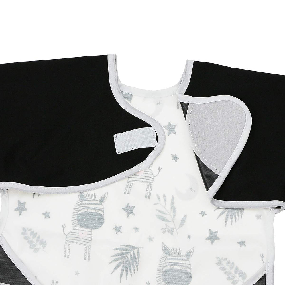 Hi Sprout sleeved bib zebra waterproof fabric is easy to wipe