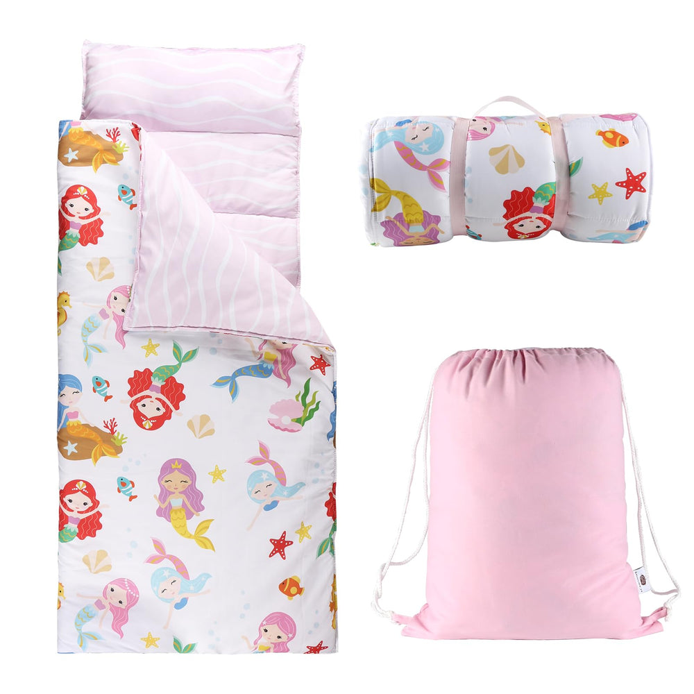 Hi Sprout Toddlers Nap Mat Mermaids open flat shows cozy naps surface