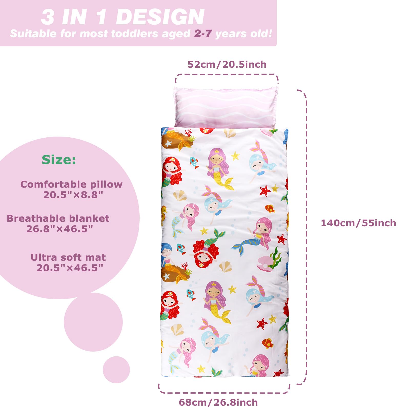 Hi Sprout Toddlers Nap Mat Removable Pillow demonstrates flexible nap time