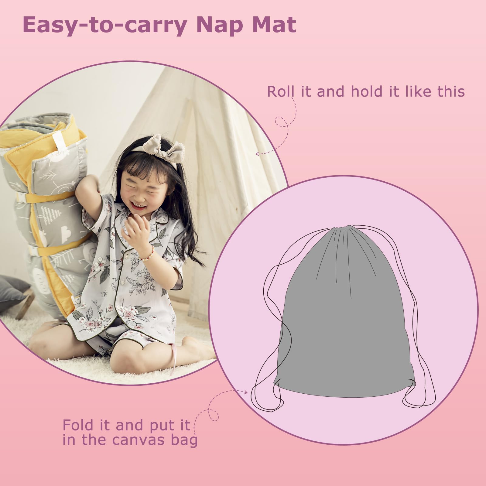 Hi Sprout Nap Mat Skin-Friendly Ultrasoft fabric offers gentle touch for sensitive skin