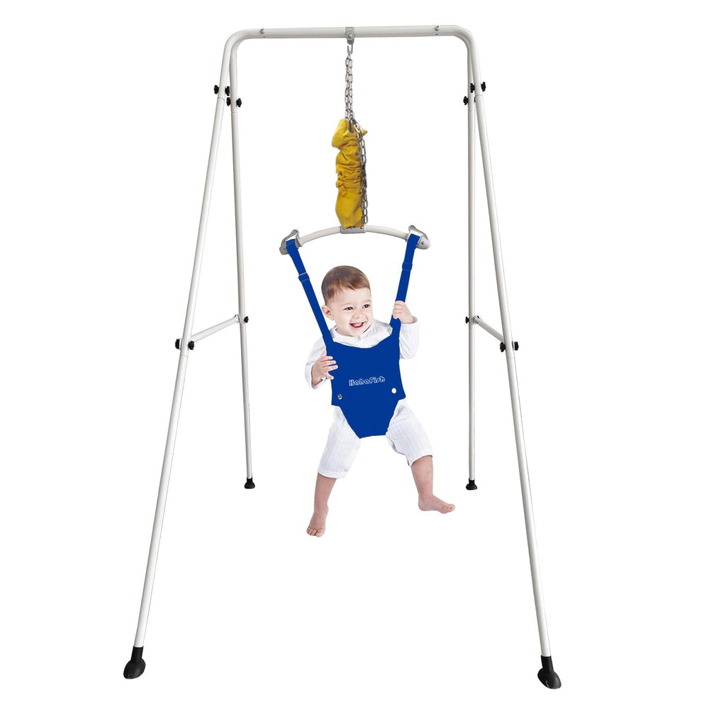 HI SUYI baby door jumper stand front view shows sturdy frame for active bouncing.
