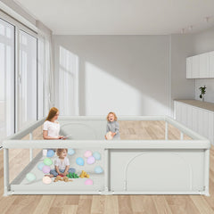 Hiaksedt 79x79-inch playpen setup showing spacious interior for family play